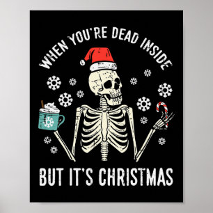 Poster Mort À L'Intérieur Mais Son Noël Squelette Café No