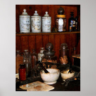 Poster Mortier et pilon en pharmacie