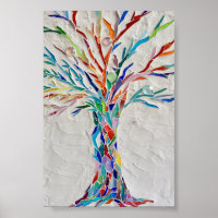 Poster Mosaic Arbre Arc-en-ciel