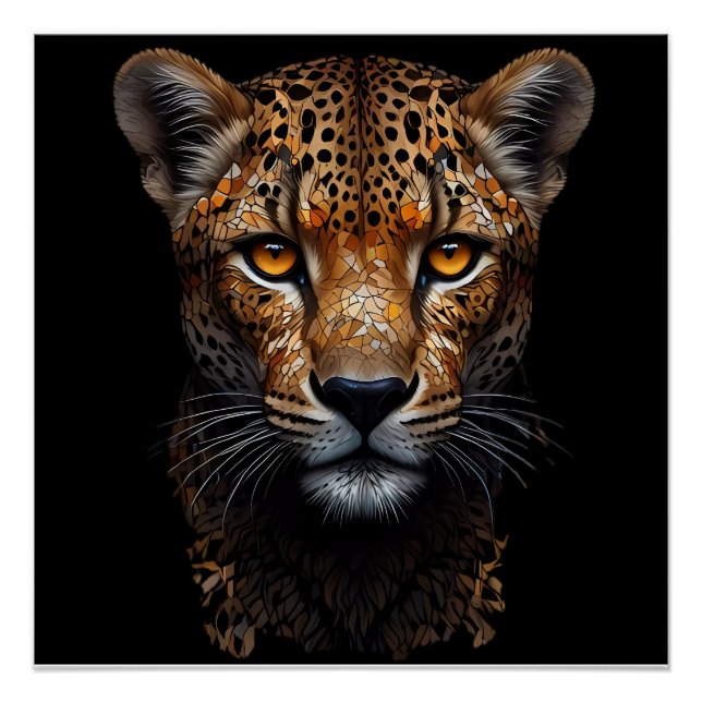 Poster Mosaic Cheetah Portrait (Devant)