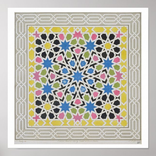 Poster Mosaic design de l'Alhambra, de 'The Arabian (Devant)