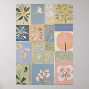 Poster Mosaïque botanique en fleurs