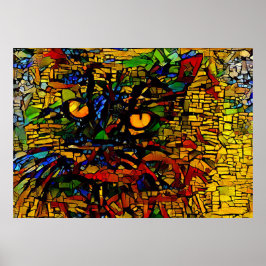 Poster Mosaïque colorée Chat Art Prin