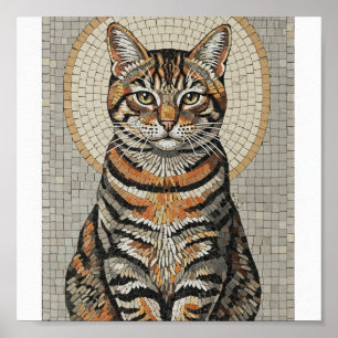 Poster Mosaïque de chat Tabby patiné