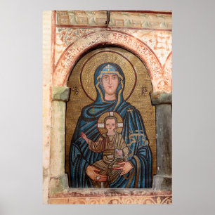 Poster Mosaïque de la Vierge Marie et Jésus