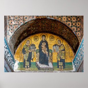 Poster Mosaïque du Christ Vierge et Enfant