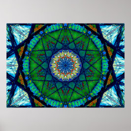Poster Mosaïque kaléidoscopique colorée | Mandala Abstrai