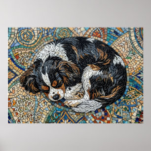 Poster Mosaïque Mandala Cavalier King Charles Spaniel
