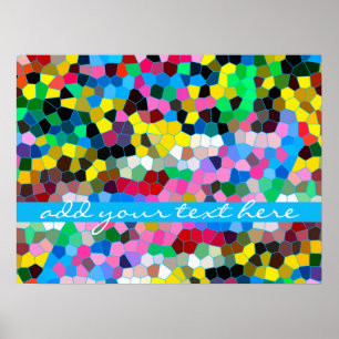 Poster Mosaïque rose bleue colorée en verre souillé de