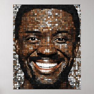 Poster Mosaïques Gris Brown Mains Face Art Mur