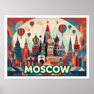 Poster Moscou Russie Voyage artistique coloré