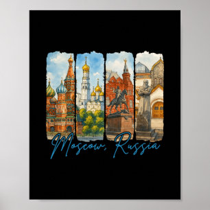 Poster Moscou Russie Voyage Déplacement Coup de Pinceau S