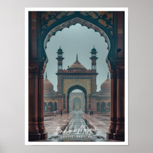 Poster Mosquée Badshahi à Lahore Art Voyage célèbre place