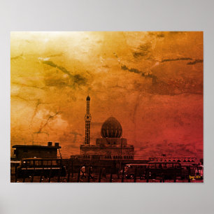 Poster Mosquée Buniya de Bagdad en Irak vintage