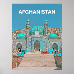 Poster Mosquée du Temple Bleu Sakhi à Kaboul en Afghanist