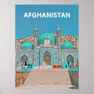 Poster Mosquée du Temple Bleu Sakhi à Kaboul en Afghanist