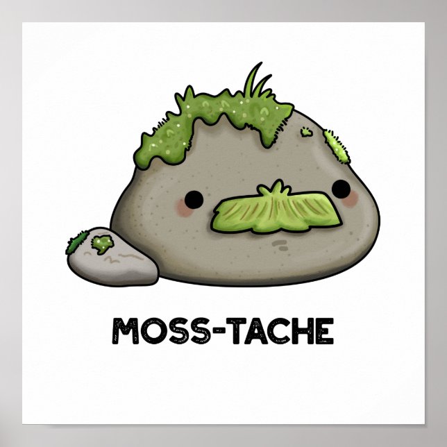 Poster Moss-tache Funny Mustache Pun (Devant)