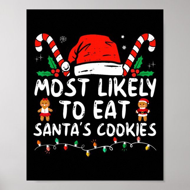 Poster Most Likely To Eat Santas Cookies Family Christmas (Devant)