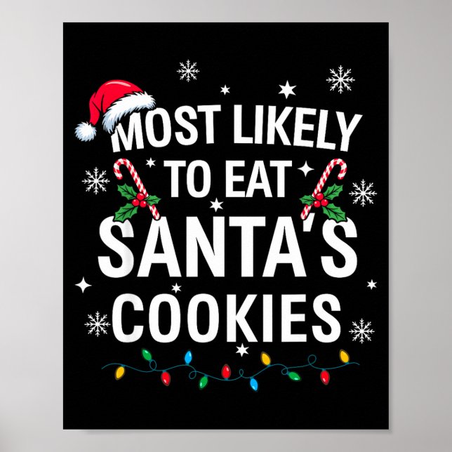 Poster Most Likely To Eat Santas Cookies Family Christmas (Devant)