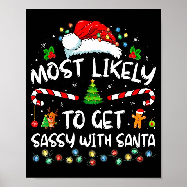 Poster Most Likely To Get Sy With Santa Funny Family Chri (Devant)