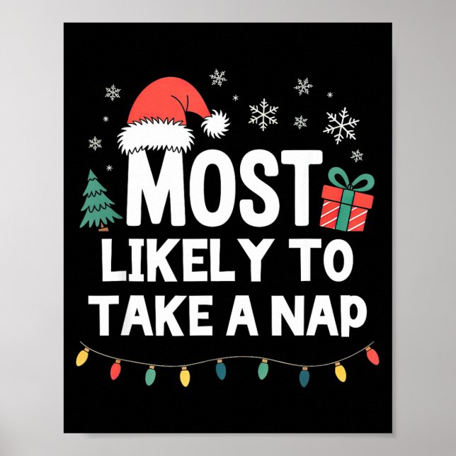 Poster Most Likely To Take A Nap Christmas Funny Xmas  (Devant)