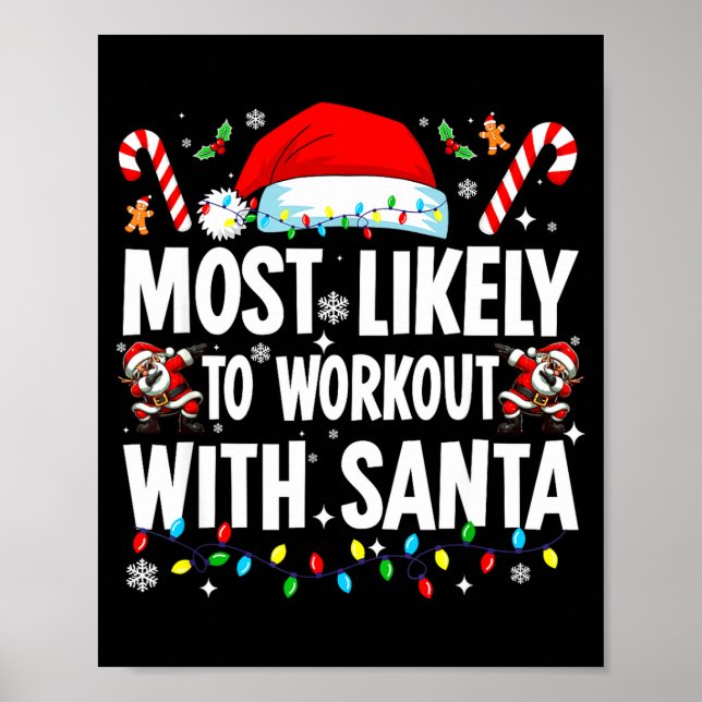 Poster Most Likely To Work Out With Santa Funny Family Ch (Devant)