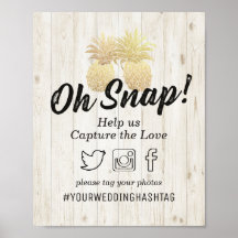 Mot-clé de Snap de Mariage Golden Pineapples Bois
