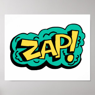 Poster mot de bulle de parole ZAP, illustration dessinée 