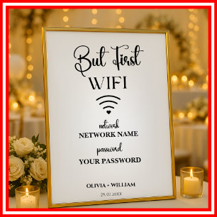 Poster Mot de passe de réseau Wifi Panneau de mariage élé
