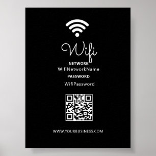 Poster Mot de passe Wifi Entreprise Cœur Moderne Noir & B