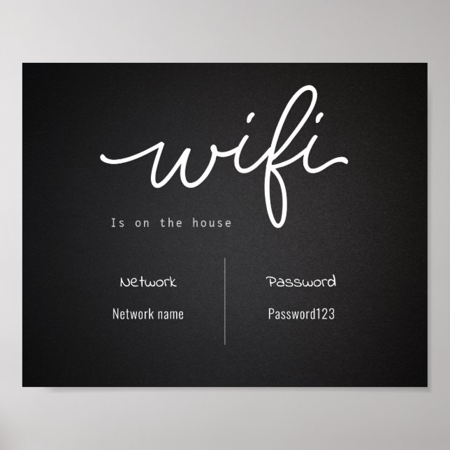 Poster Mot de passe Wifi noir et blanc et connexion résea (Devant)