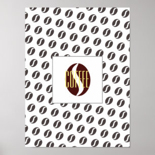 Poster Mot Motif de cadre pour fèves de café funky