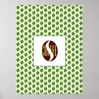 Poster Mot Motif de cadre pour fèves de café funky