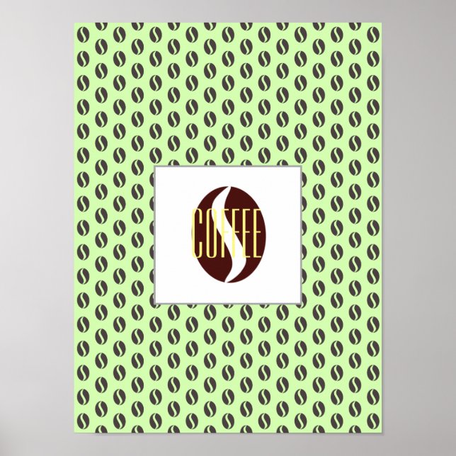 Poster Mot Motif de cadre pour fèves de café funky (Devant)