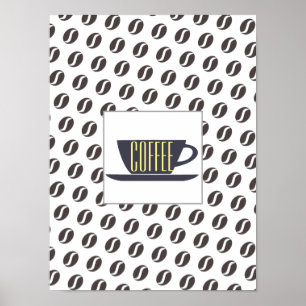 Poster Mot Motif de cadre pour fèves de café funky