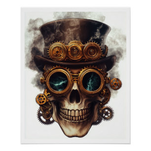 Poster Moteur de crâne Steampunk