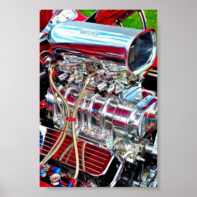 Poster Moteur de voiture haute performance (Devant)