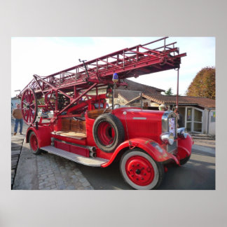Poster Moteur d'incendie vintage....