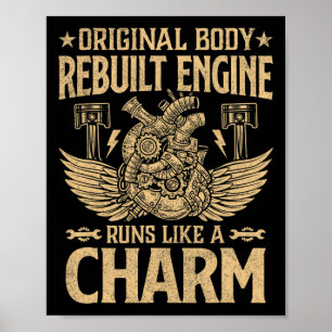 Poster Moteur reconstruit corps original drôle fonctionne