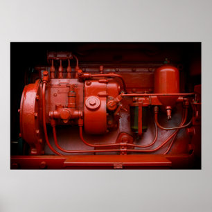 Poster Moteur Tracteur rouge