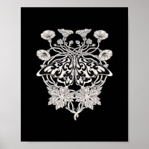 Poster Moth Talisman - Whimsigoth sérigraphie Style Drawi