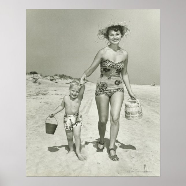 Poster Mother and Son Walking (Devant)