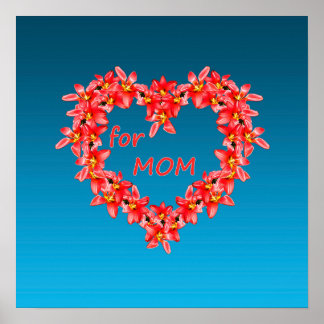 Poster Mother's Day - Tulip Heart for MOM - Blue | 