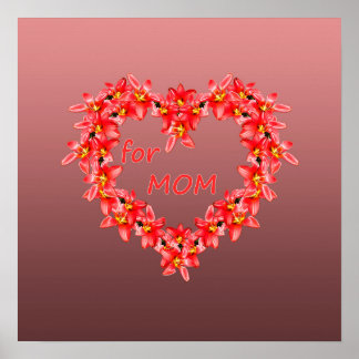 Poster Mother's Day - Tulip Heart for MOM - Rose | 