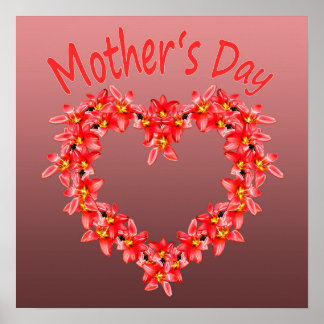 Poster Mother's Day - Tulip Heart Illustration on Rose | 