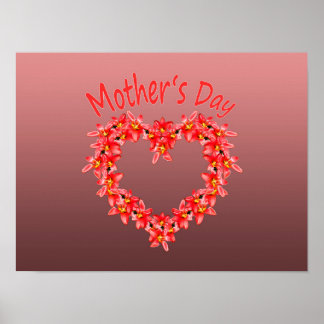 Poster Mother's Day - Tulip Heart Illustration on Rose | 