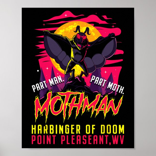 Poster Mothman Fun Cryptid Harbinger Part Homme Part Moth (Devant)