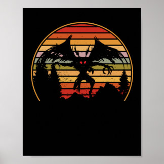 Poster Mothman Retro Sunset Cryptid Créature