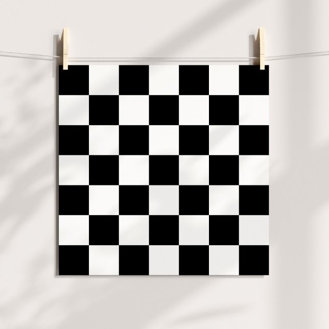 Poster Motif À damiers noir et blanc (Black & White Checkered Pattern Poster)