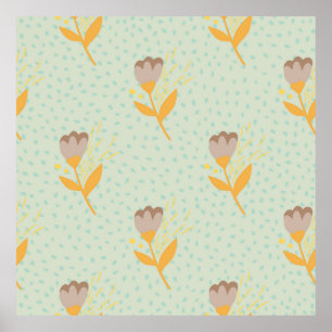 Poster Motif à doodle fleur folk sans soudure. Main d